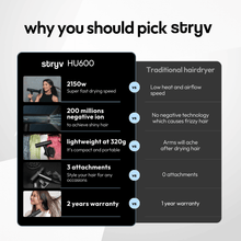 Load image into Gallery viewer, HU600 salon-grade professional hair dryer + FREE HairPods (intense repair)