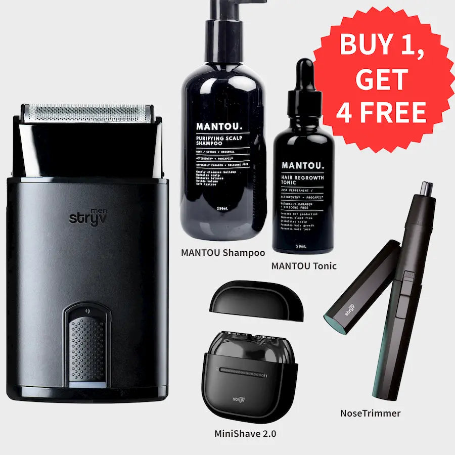 PowerShave 2.0 FREE NoseTrimmer + MiniShave 2.0 + Mantou Shampoo + Mantou Tonic